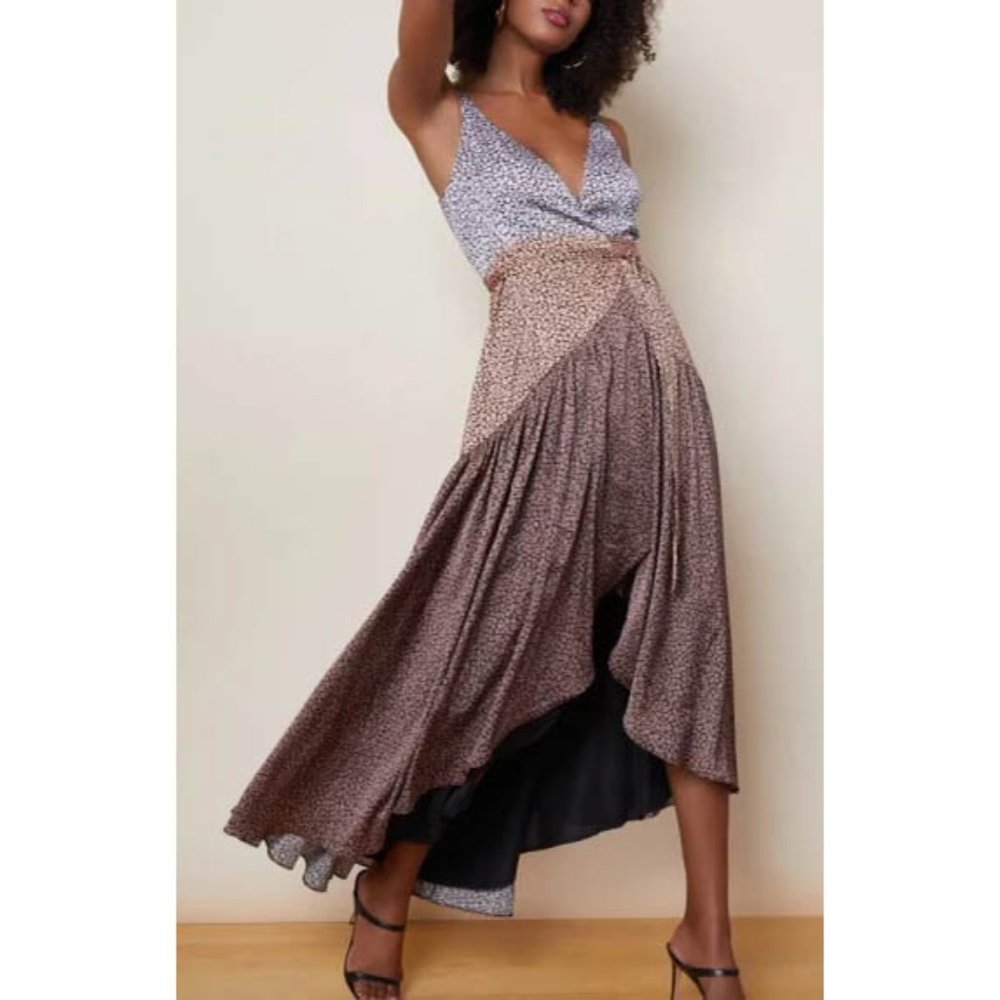 Anthropologie Hutch ELMA High Low Wrap Dress Lilac/Peach/Copper